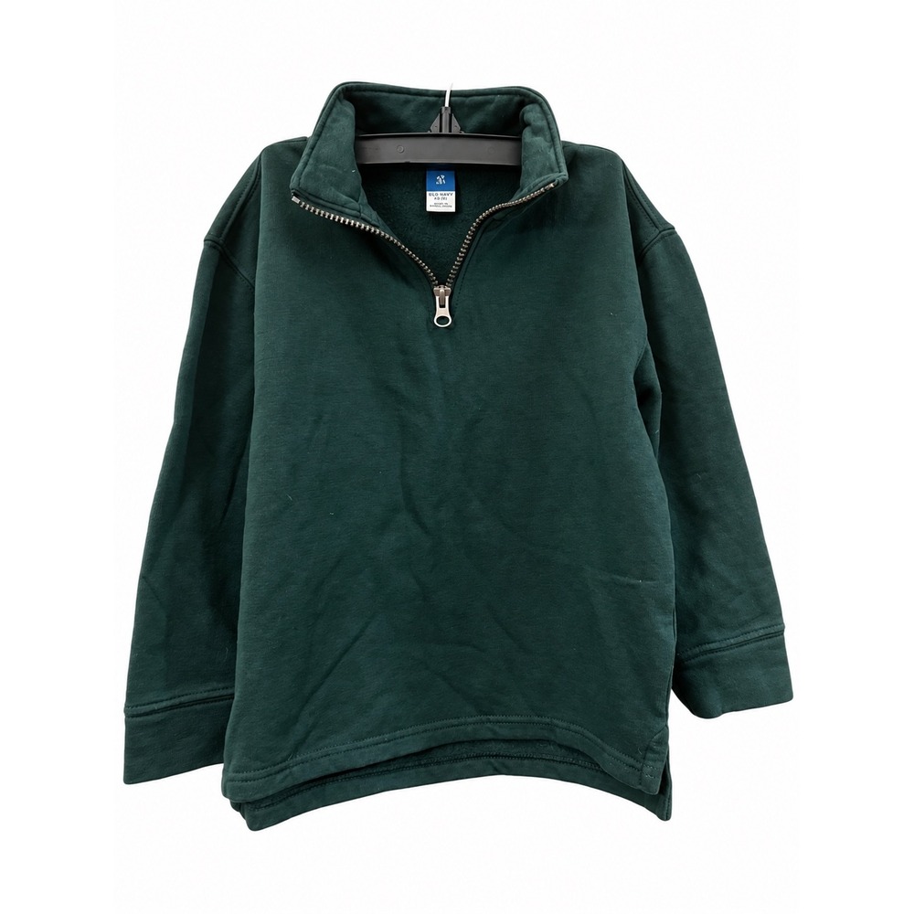 Old Navy Boys Dark Green Quarter-Zip Fleece Pullover Sweatshirt XS 5 725066-01-1